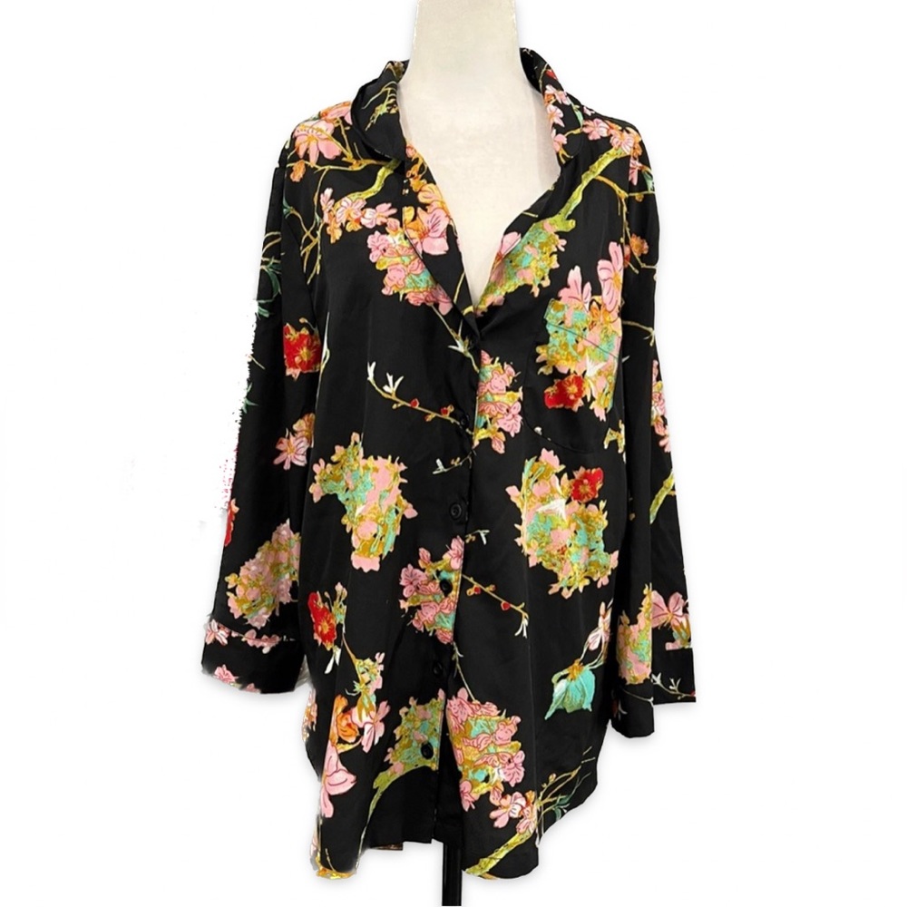 ASOS Vibrant Floral Black Robe